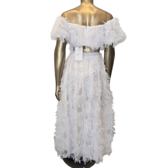 White Ruffled Tulle Two Piece - Picture 2 of 6